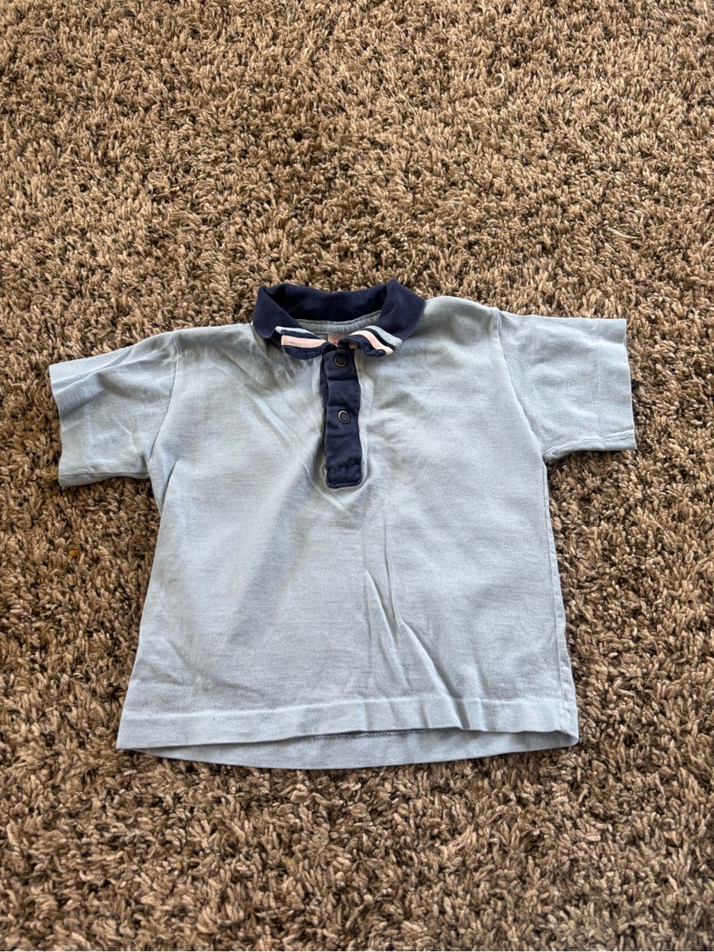 Buster Brown Light Blue Kids Polo Top with Navy Collar size 3